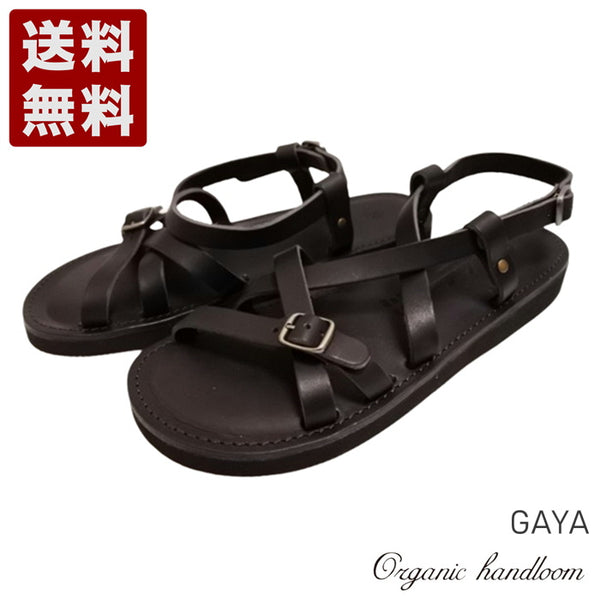 【Organic handloom GAYA ブラック】クロスストラップサンダル